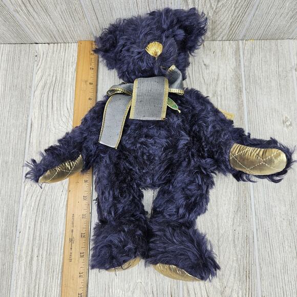 Vintage Hermann Annual Bear 1997 Golden Blue Mohair Teddy Made in Germany Plush - Picture 14 of 15